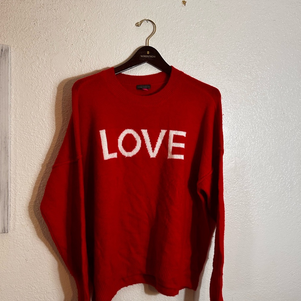 Vince Camuto Women's Cherry Red LOVE Oversized Cozy Sweater Size M